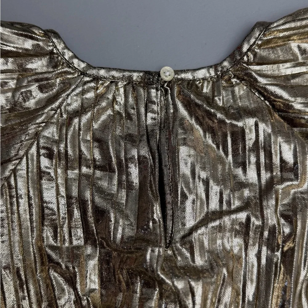 OshKosh B’gosh Girls Gold Metallic Pleated Party Dress Size 8